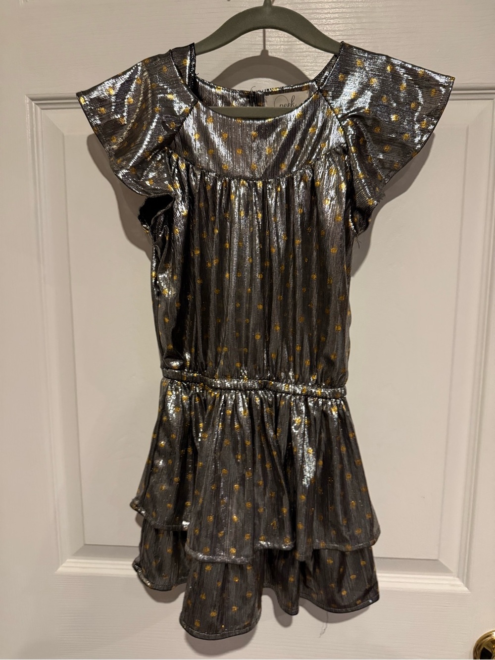 Peek Metallic Girls Dress with Gold Speckle